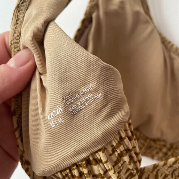 Aerie SET Jacquard Scrunchie Scoop Bikini Top + Cheeky Bottom Size M/L - Picture 6 of 10